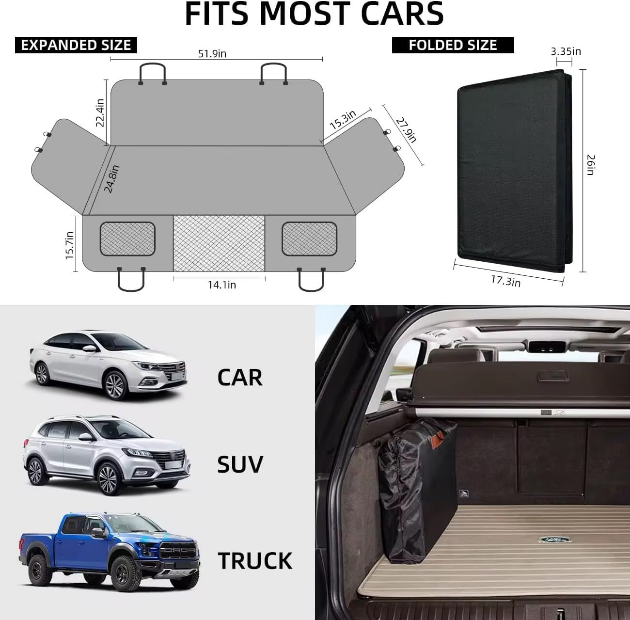 Waterproof Dog Car Back Seat Extender with Mesh Window –