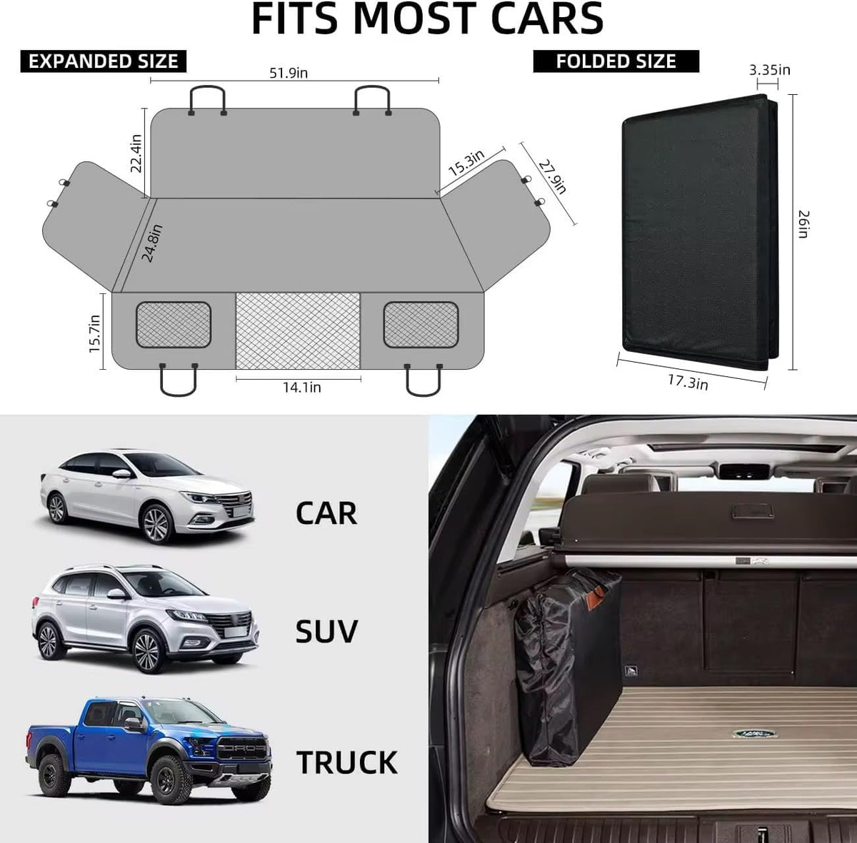 Waterproof Dog Car Back Seat Extender with Mesh Window –