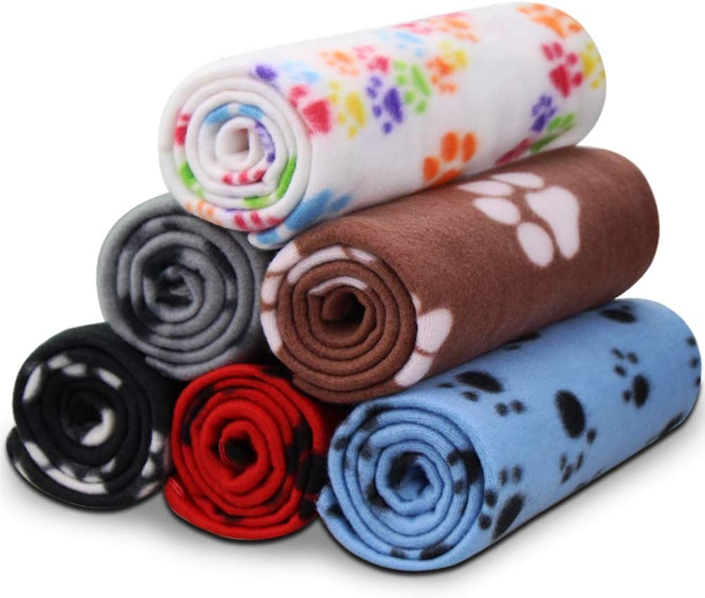 Dog Blankets for Small Dogs, 6 Pack Puppy Blanket Cute Paw