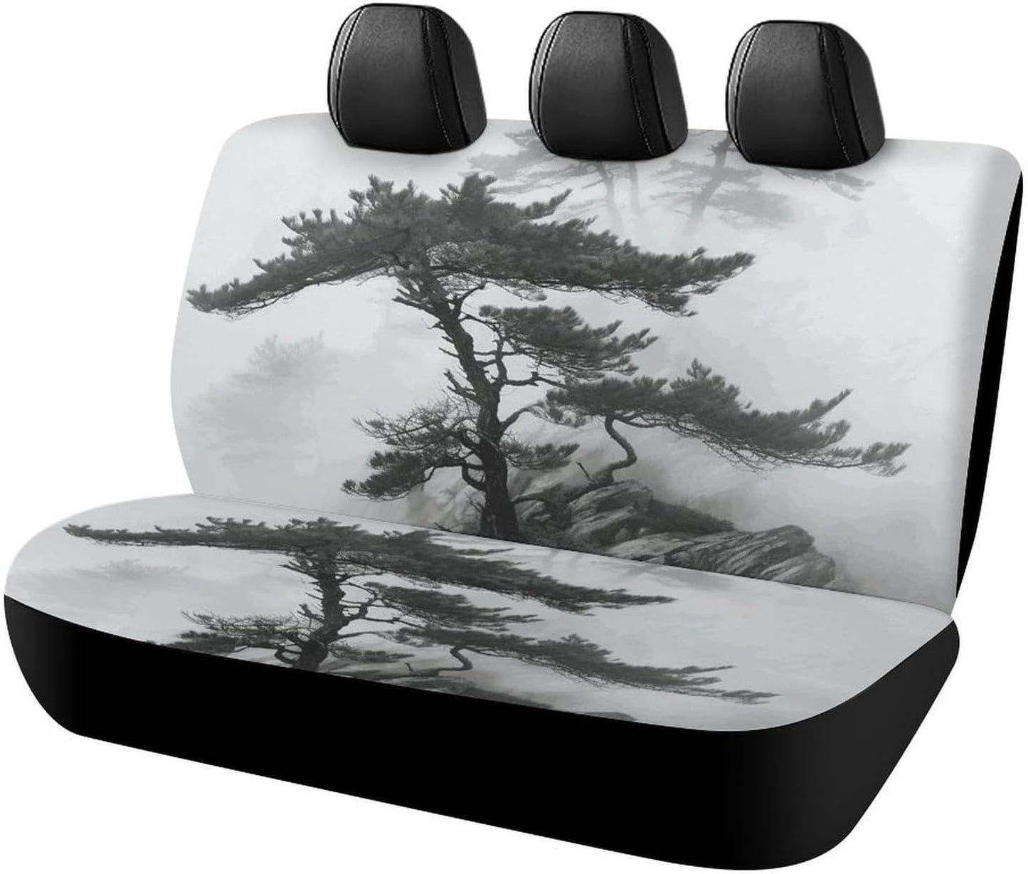 Foggy Mountain Pine Tree Dog Car Seat Covers Waterproof