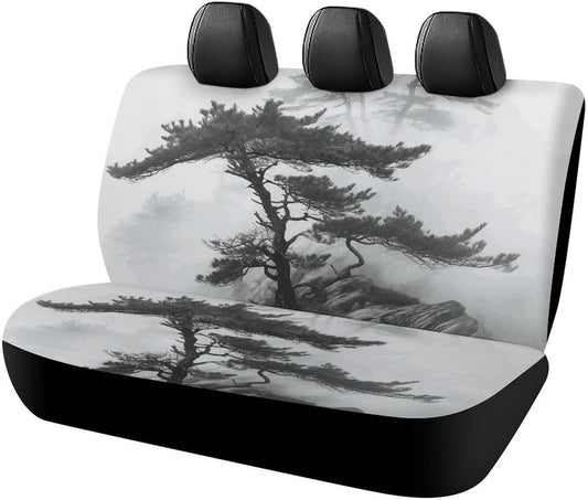 Foggy Mountain Pine Tree Dog Car Seat Covers Waterproof