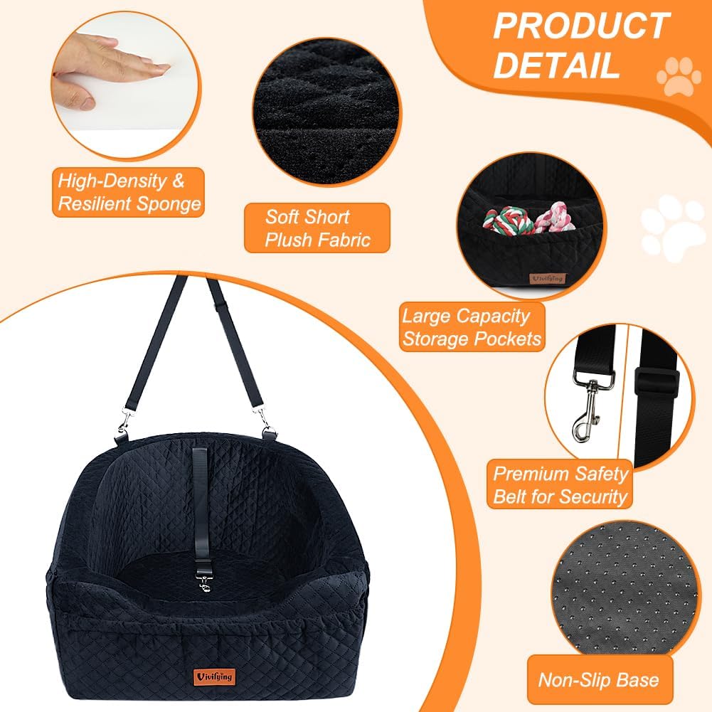 Dog Car Seat for Small & Medium Dogs, Detachable & Washable