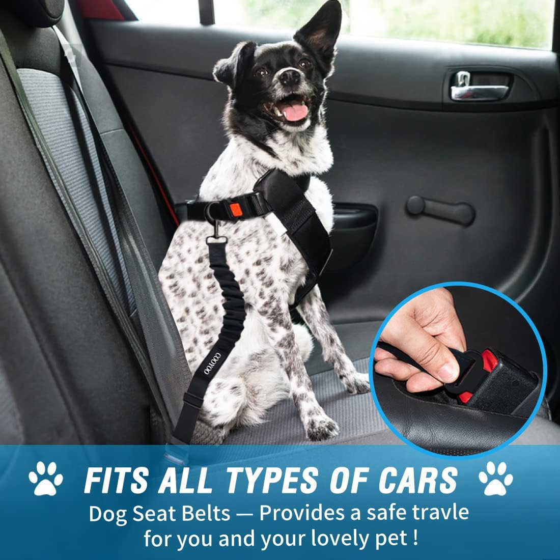 Dog Seat Belt,3 Piece Set Retractable Dog Car Harness