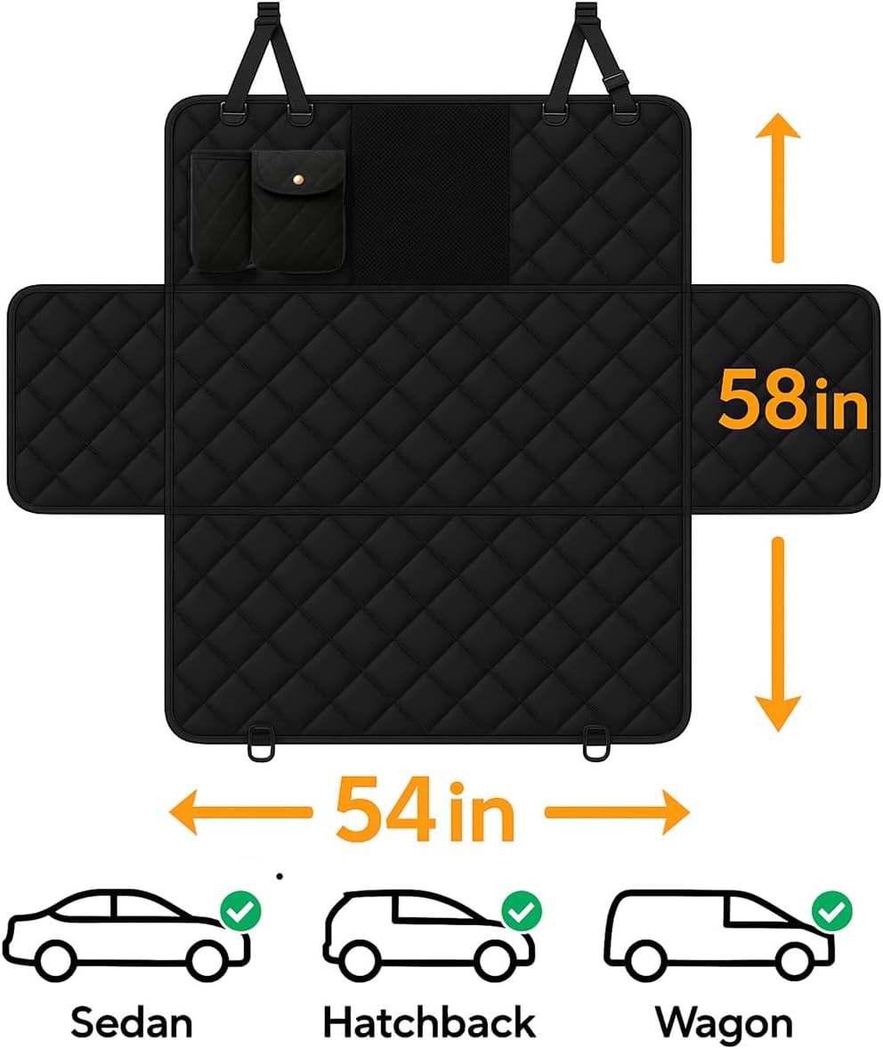 Dog Car Seat Cover for Back Seat with Visual Mesh Window