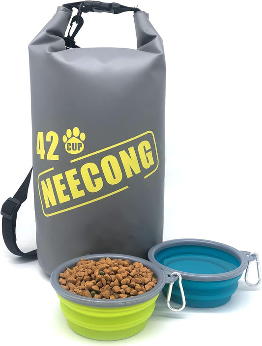 Dog Food Travel Bag With Collapsible Travel Bowls, 42 Cup