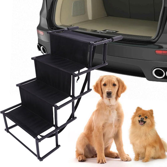 4 Steps Dog Car Steps, Folding Pet Ramp, Lightweight