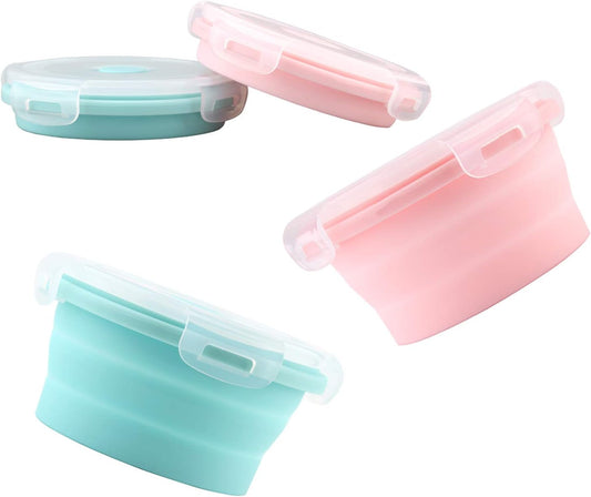 2 Pieces Collapsible Dog Bowls Silicone Food Water Travel