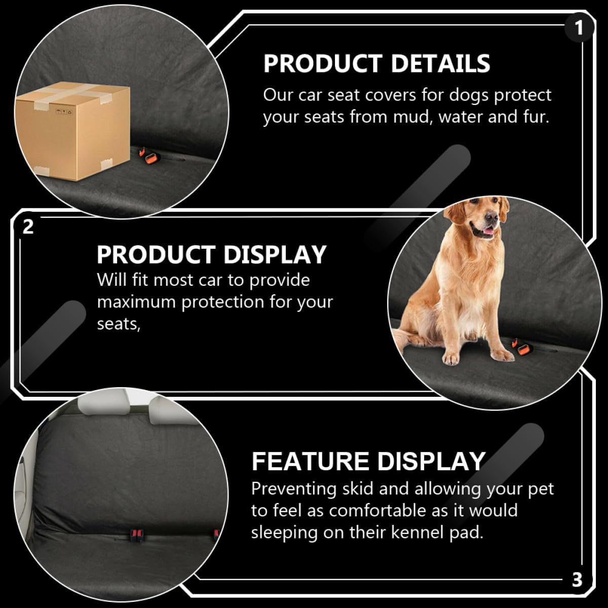 Universal Car Back Seat Cover and Pet Protector, 600d