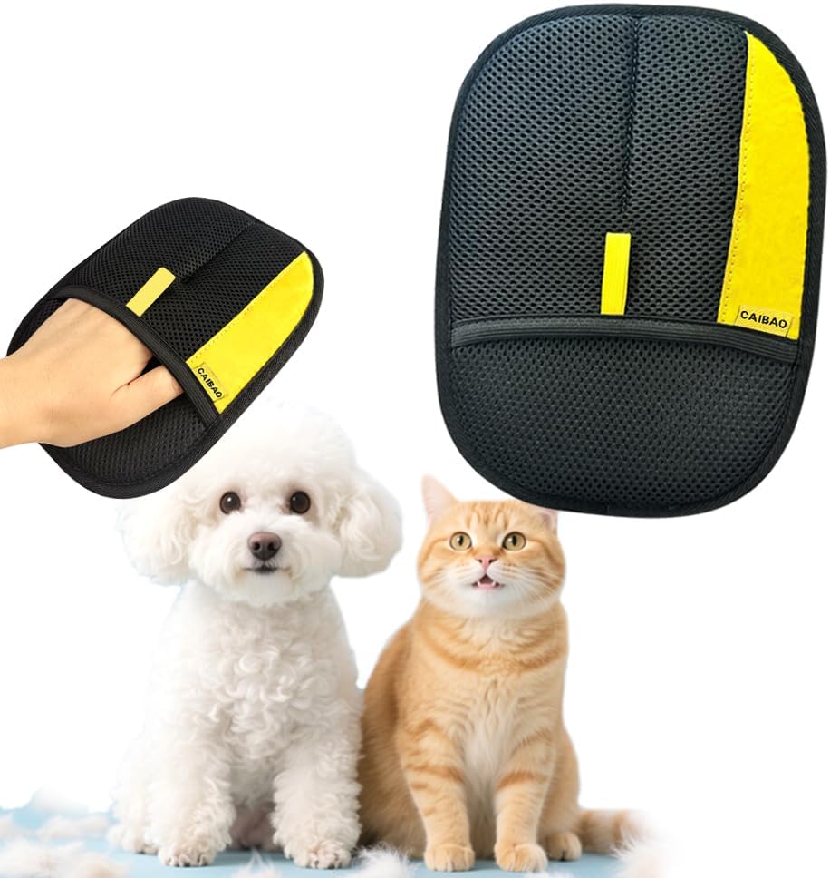 Electrostatic Pet Hair Removal Gloves: Quick Wiping - Reusable & Washable for Sofa Clothing Pet Beds Effortless Cats & Dogs Hair Remover for Busy Pet Owners (1pcs-Black)
