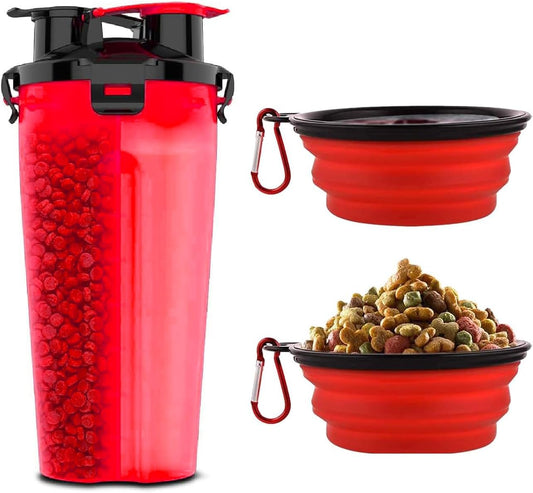 Dog Travel Water Bottle W/Collapsible Bowls - Portable 2 in