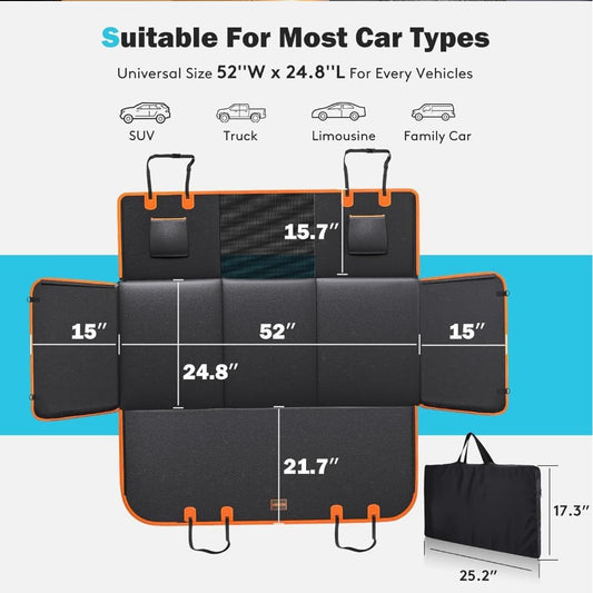 Dog Car Seat Cover, Waterproof Pet Hammock for Back Seat