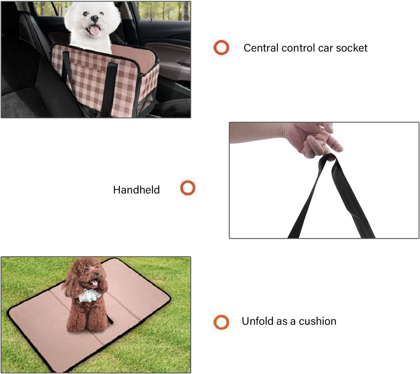 Dog Car Seating, Portable Multifunctional Pet Bed with 600D