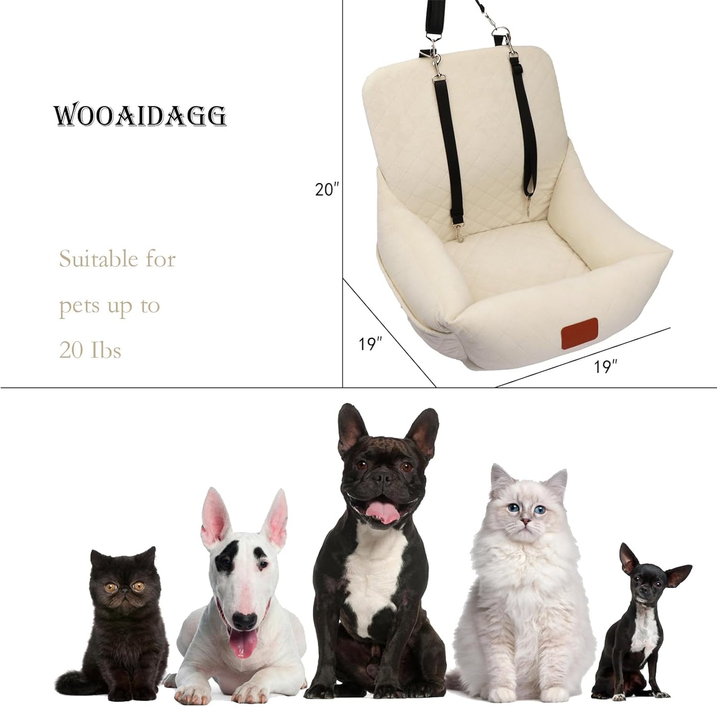 Dog Car Seat for Small Dogs,Ultra-Soft Fabric,2 Storage