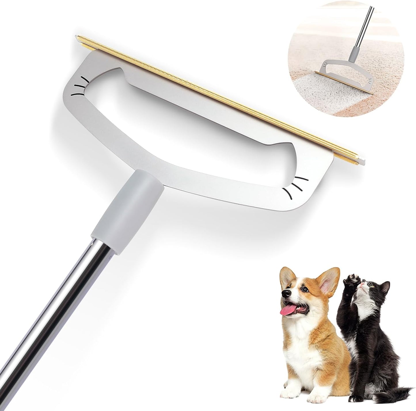Dog Hair Remover Rake for Carpets - Premium Pet Hair