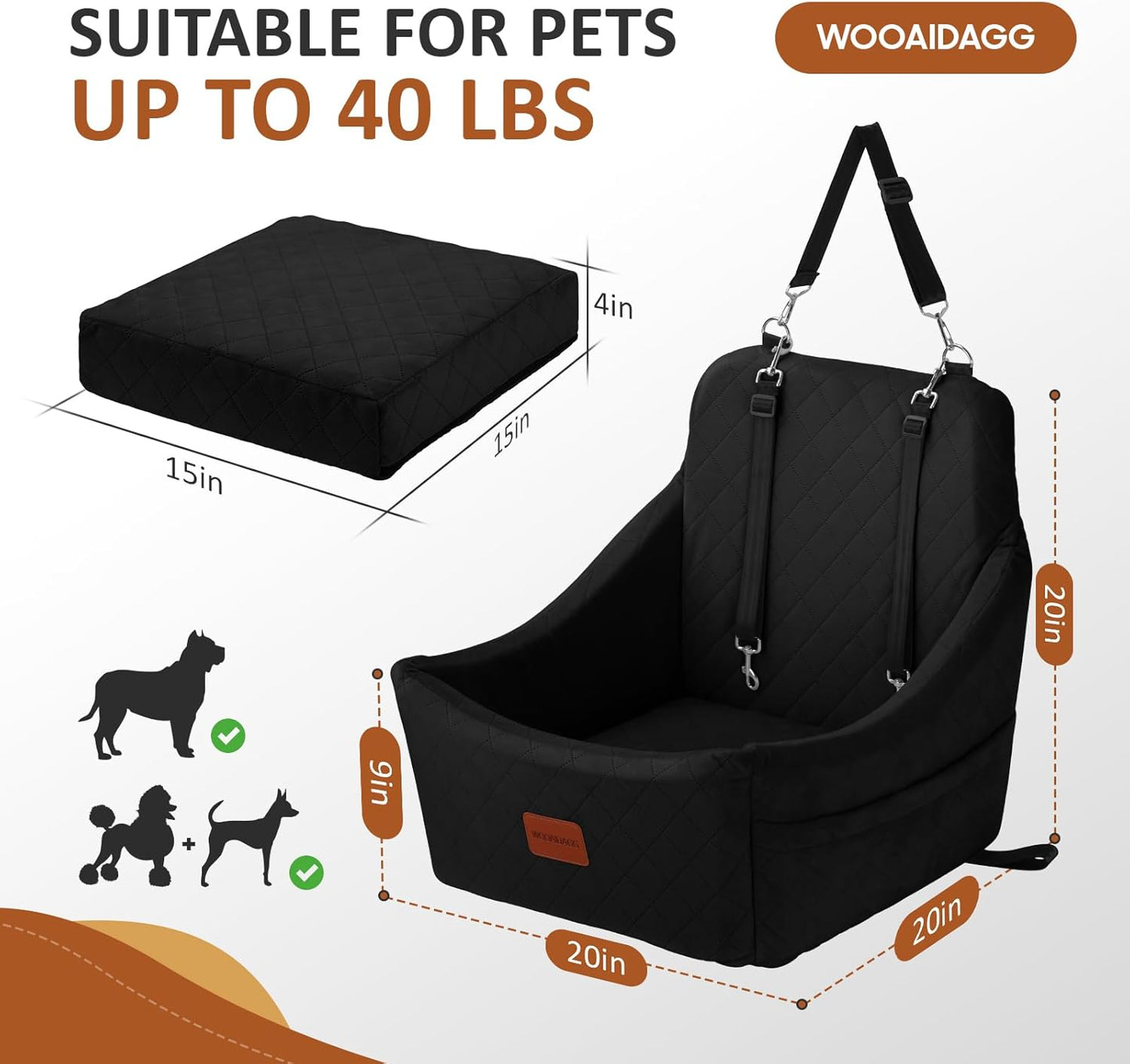 Dog Car Seat for Medium Sized Dog,Pet Travel Car Bed with