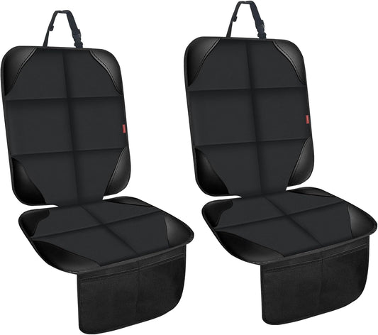MORROLS Car Seat Protector for Child,2 Pack Car Seat Cushion,Waterproof Fabric Car Seat Covers for Non-Slip Backing Mesh Pockets for Baby,Pet,SUV, Sedan and Trunk(Black)
