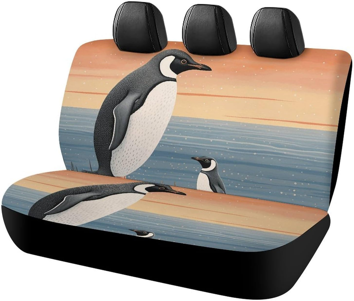 Hand Drawn Penguin Dog Car Seat Covers Waterproof Truck