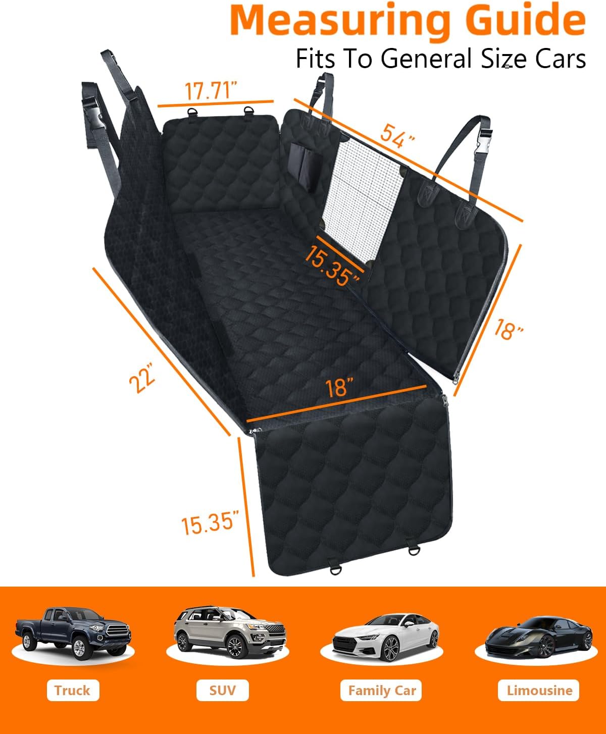 Dog Car Seat Cover with Mesh Window, Pet Seat Cover for