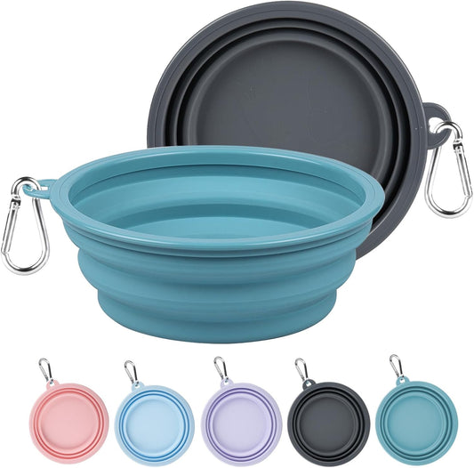 Collapsible Dog Bowls Medium, 2Pack Foldable Dog Travel