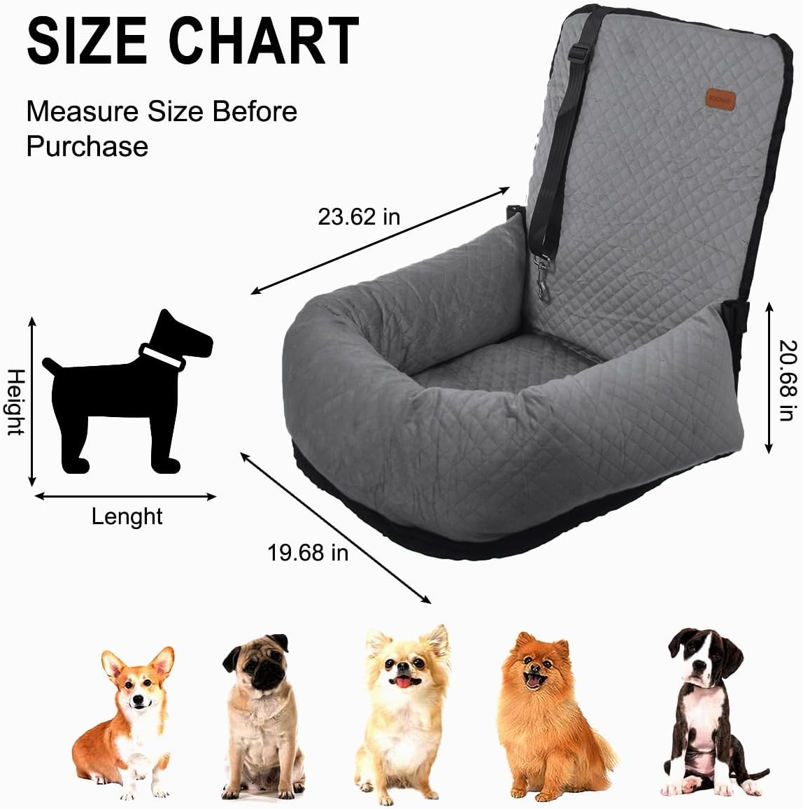 Dog Car Seat for Small Medium Dogs Up to 40lbs, Detachable