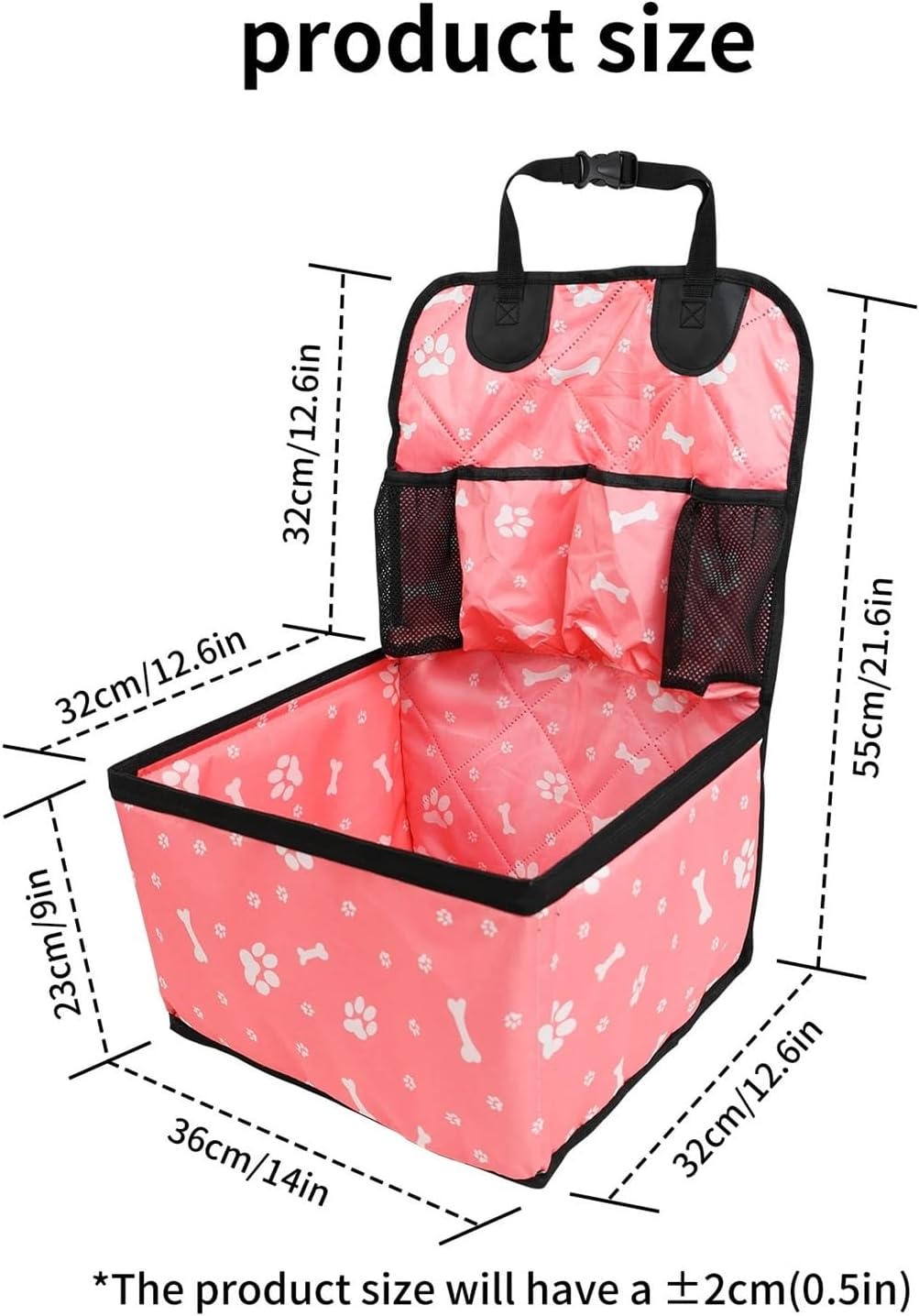 Pet Car Seat with Storage Pockets Universal for Small