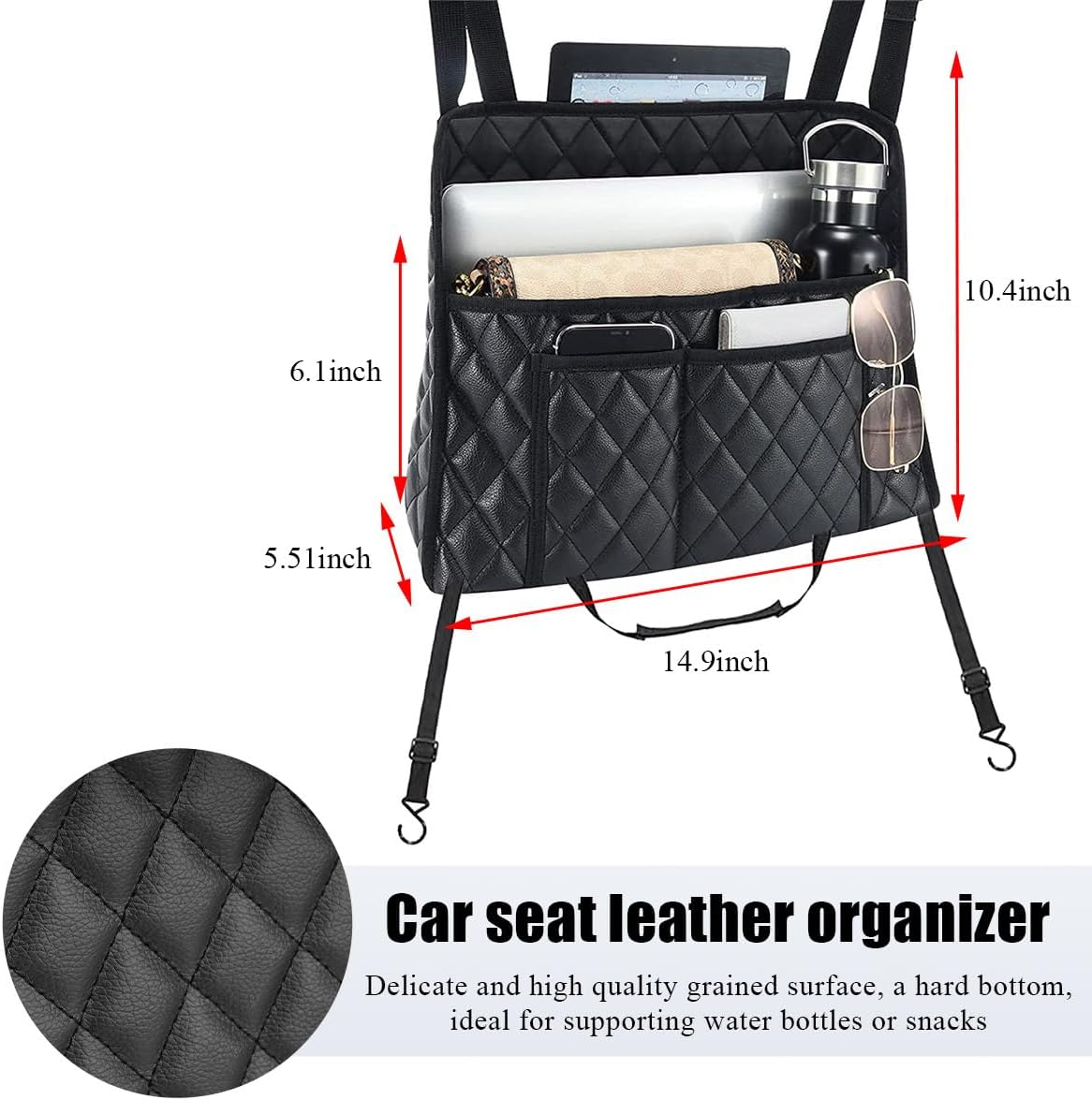 Car Handbag Holder Between Seats, Leather Large Capacity