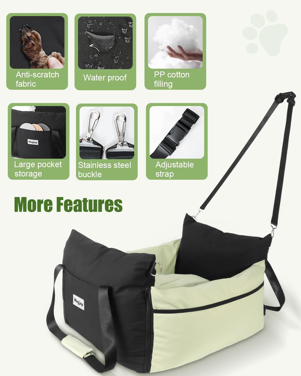 Dog Carseat for Small Dogs – Harness-Compatible Pet Travel
