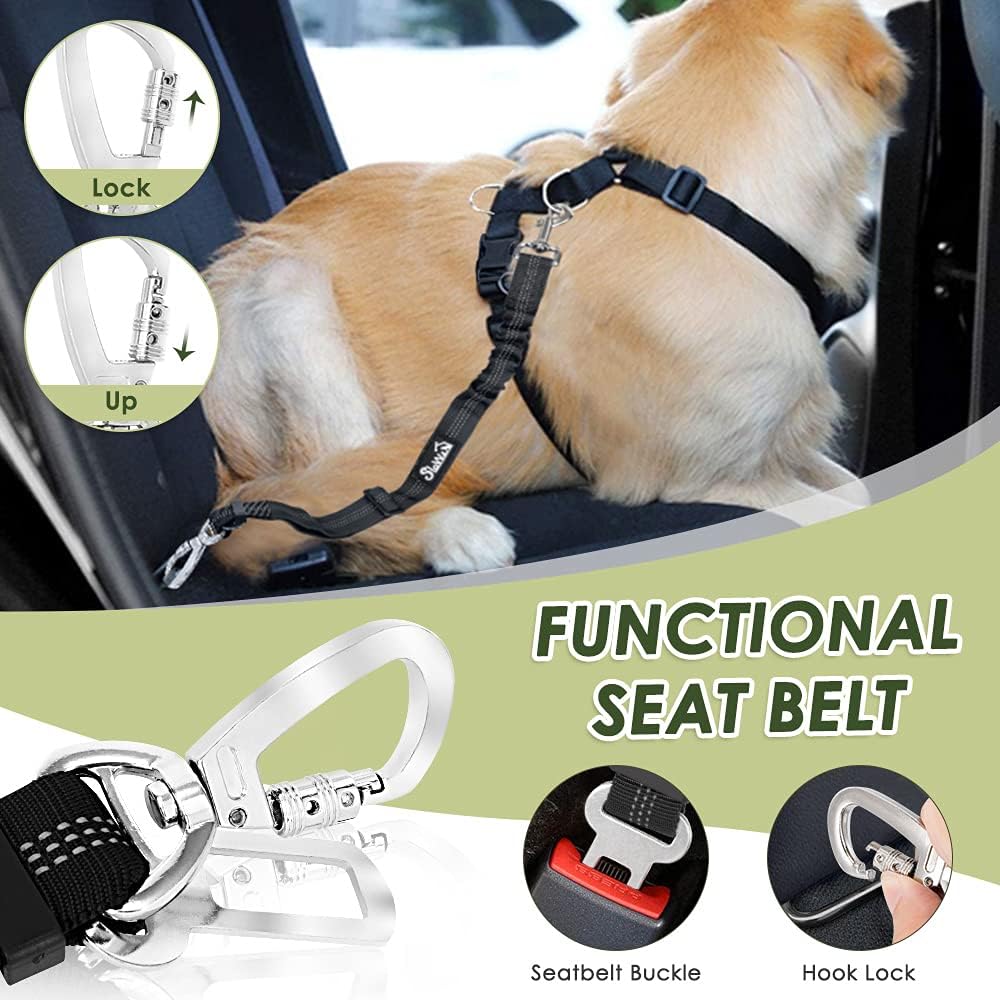 Dog Seat Belt Harness for Car, Dog Car Harness Adjustable