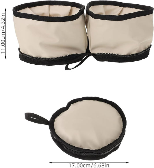 Foldable Waterproof Dog Bowl with Zipper, Oxford Fabric
