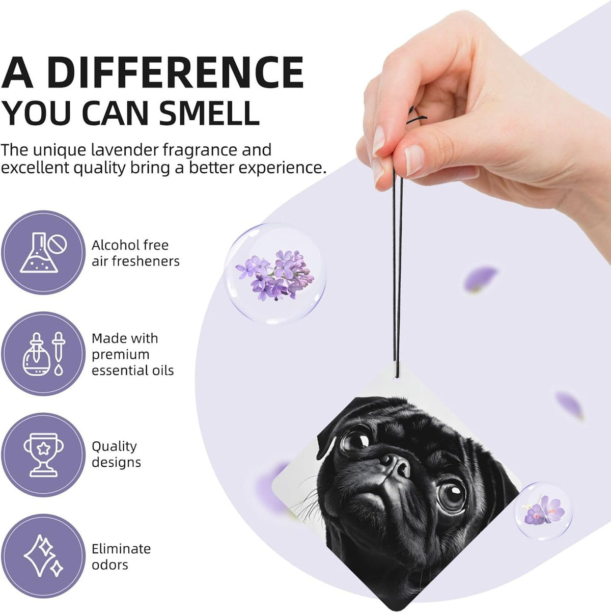 Printed Paper Car Air Freshener Lavender Scented Hanging