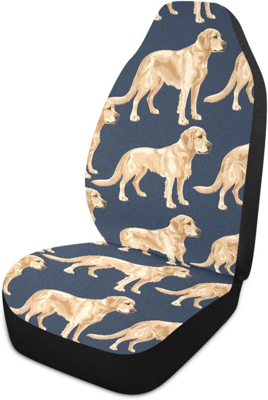 1PC Car Seat Cover Labrador Golden Retriever Dogs Front