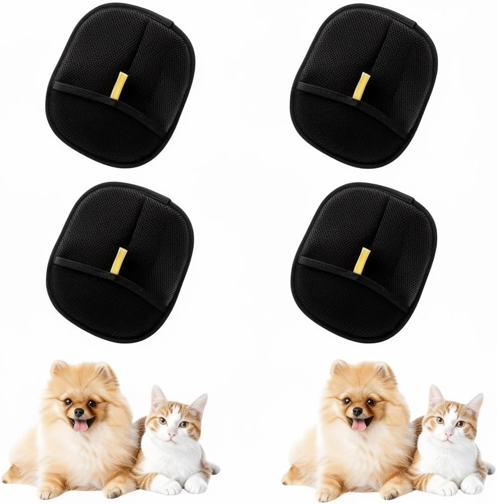 Static Pet Hair Removal Gloves - 4 Pack, Reusable &