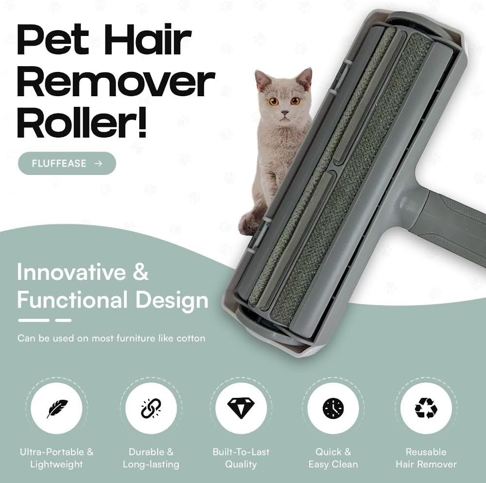 Pet Hair Remover and Reusable Lint Roller - Cat and Dog