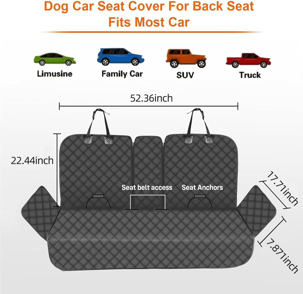 Dog Car Seat Cover for Back Seat Pet Cover for Dogs