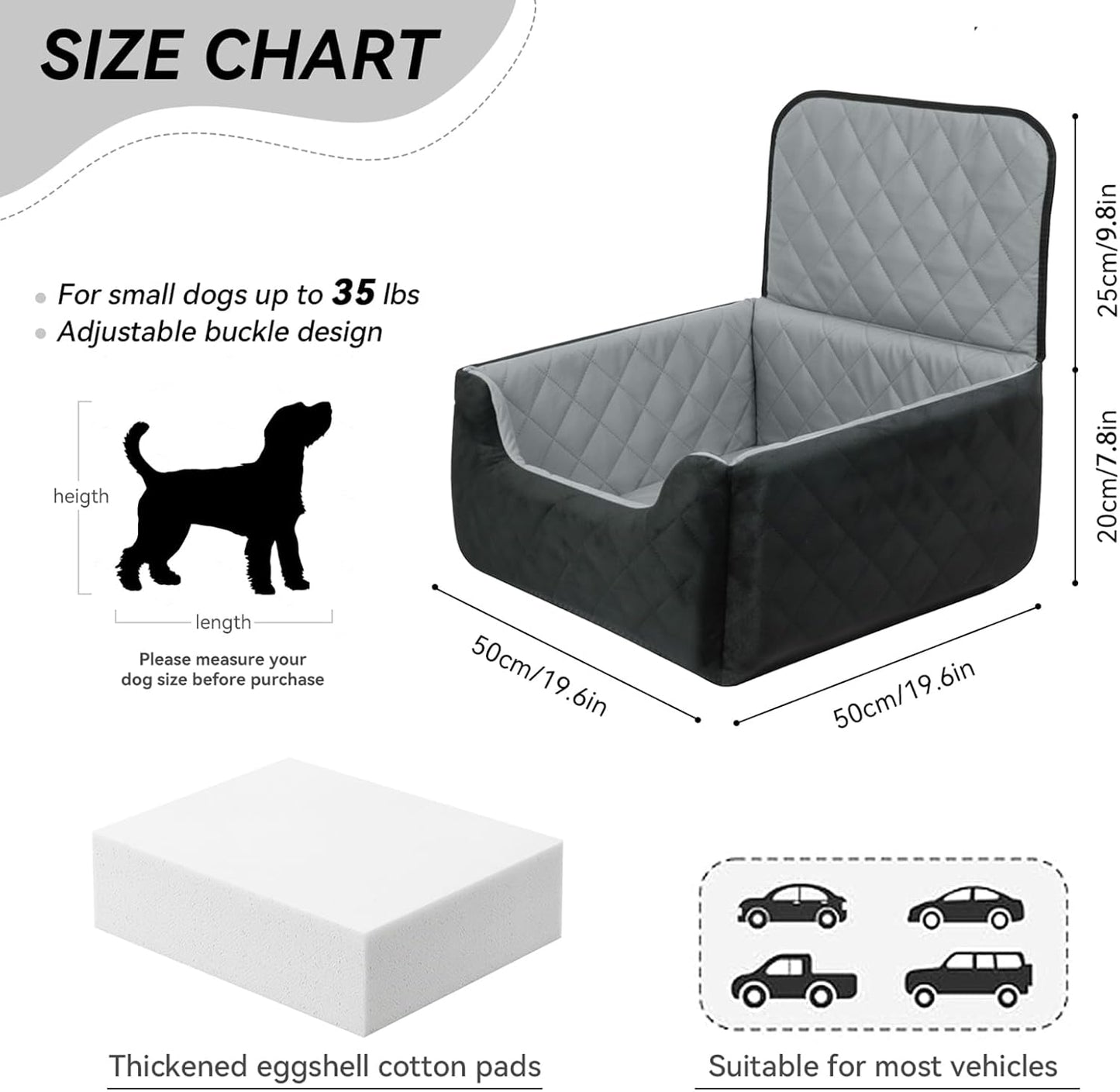Dog Car Seat for Medium Small Dogs, Memory Foam Dog Booster