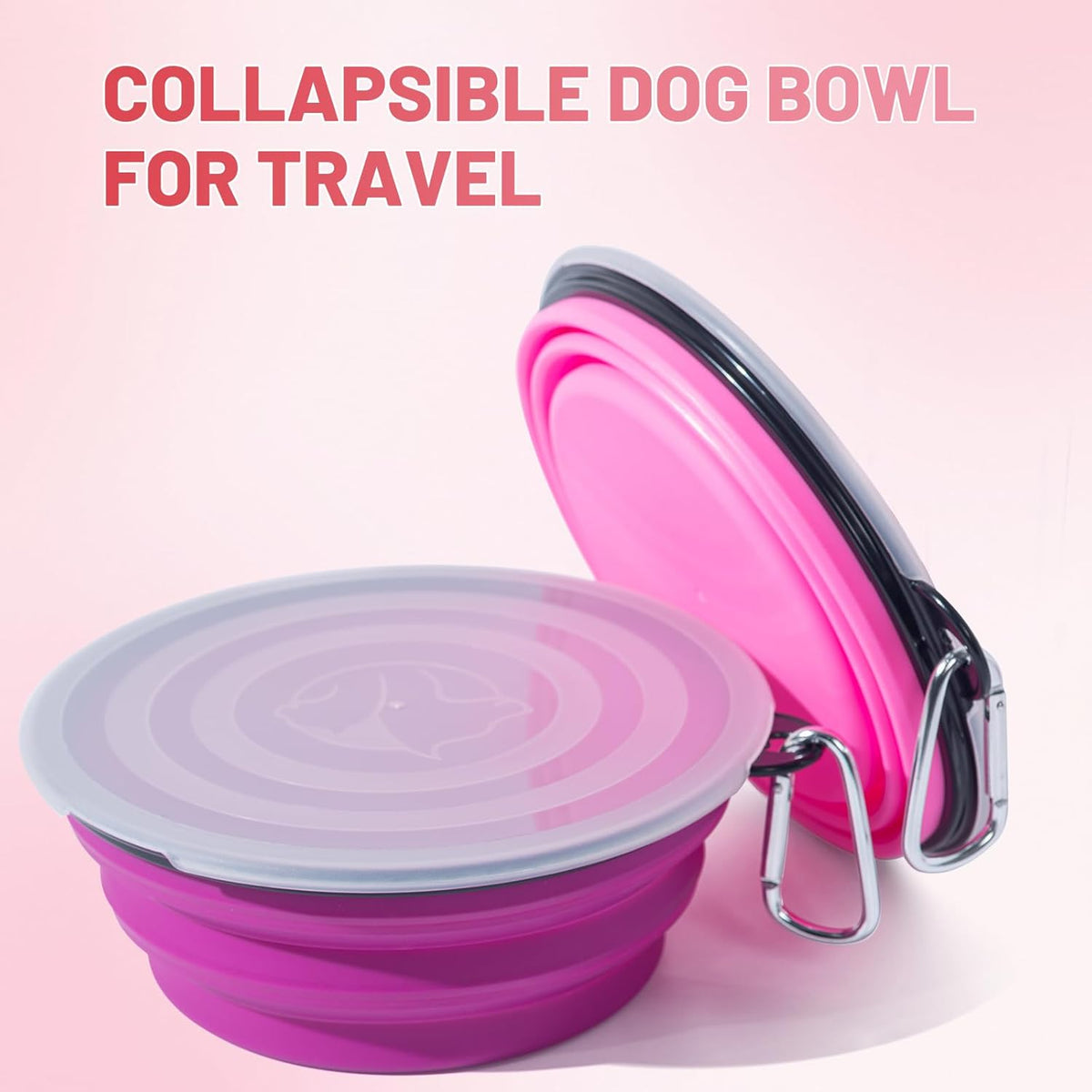 Dog Bowls Pet Collapsible Bowl with Cover Lids,2 Pack Dog