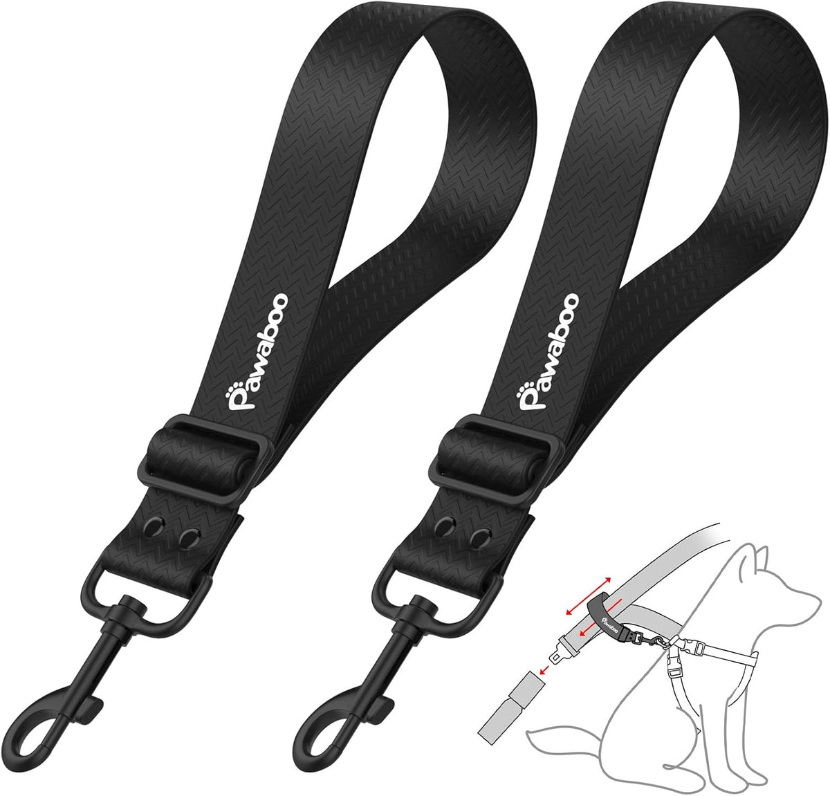 2-Pack Dog Car Seatbelts, Universal Pet Safety Belts with