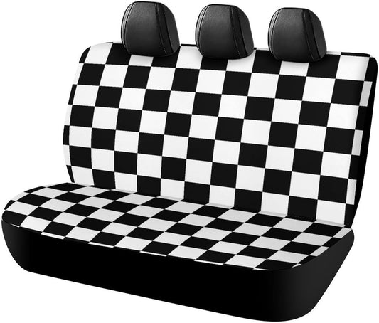 Checkerboard Black White Checkered Car Seat Cover Bench