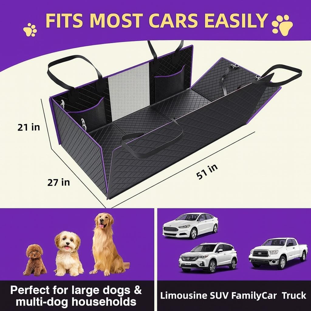 Dog Car Seat Cover with Mesh Window | Waterproof Nonslip