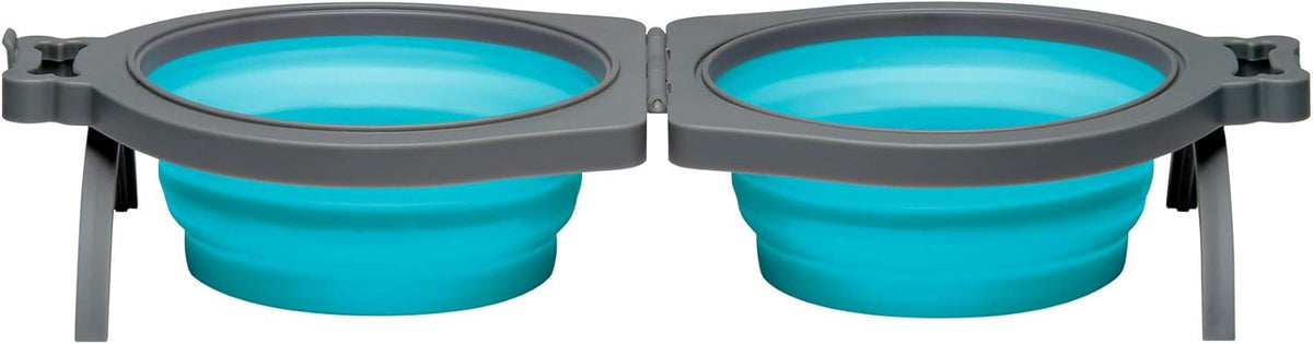 Loving Pets 73807992: Travel Double Diner Dog Bowl, Blue Md