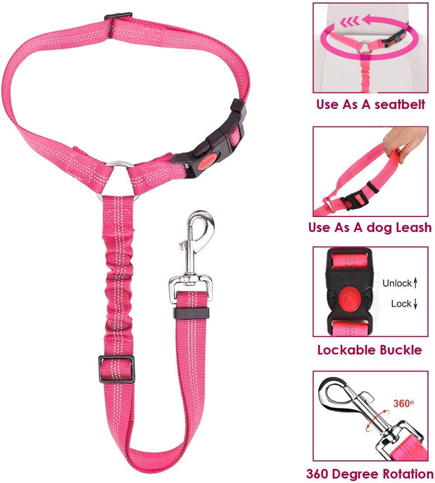 Dog Car Seat Belt, 2 Pack Headrest Restraint Seatbelt