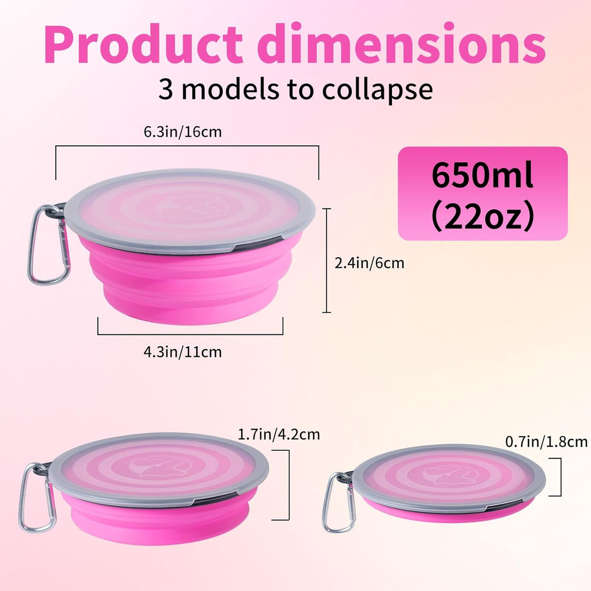 Dog Bowls Pet Collapsible Bowl with Cover Lids,2 Pack Dog