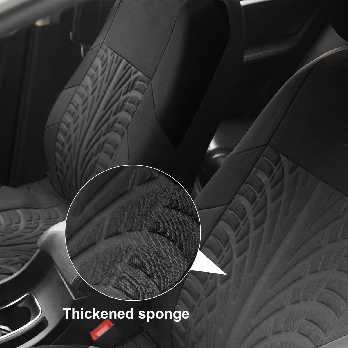 BESULEN Front Car Seat Covers, 2 Pcs Polyester Bucket Seat Protectors, Soft and Breathable, Premium Sporty Automotive Seat Cushions, Universal Auto Interior Accessories (Black)