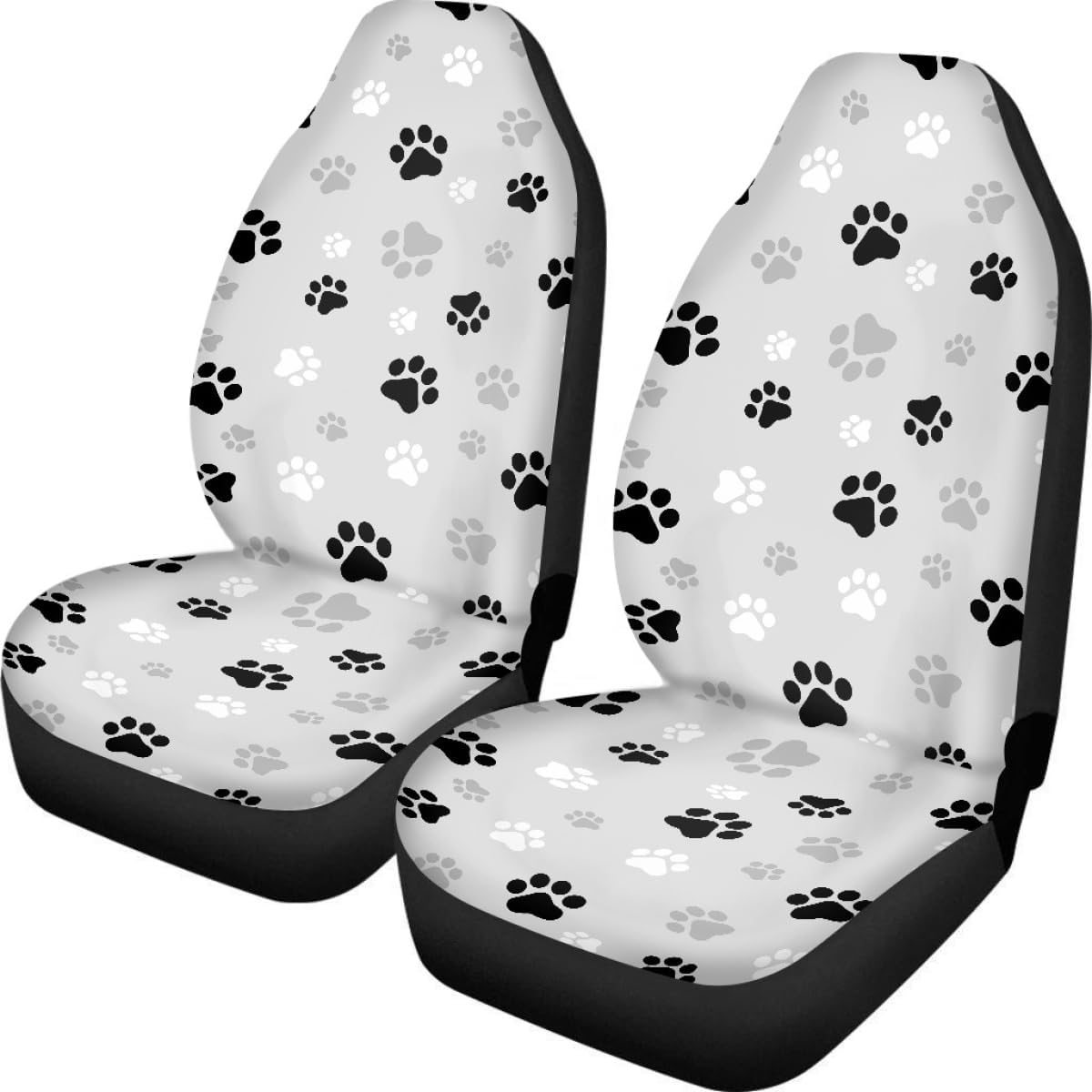 Pehede Car Seat Cover Dog Paw Print Front for Cars, Easy to Install Cover Set, Accessories Auto Trucks Van SUV,2 Packs