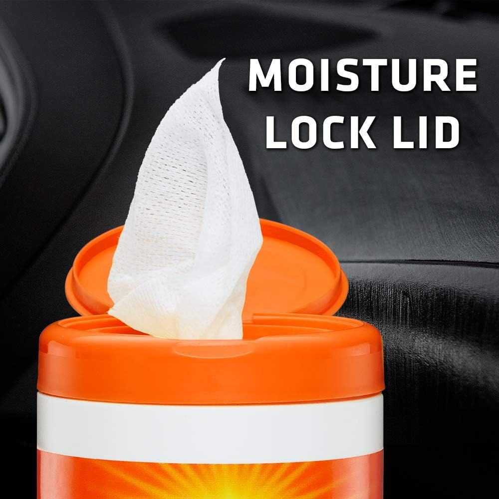 Lint-Free Orange Air Freshening Car Cleaning Wipes - 6 Pack