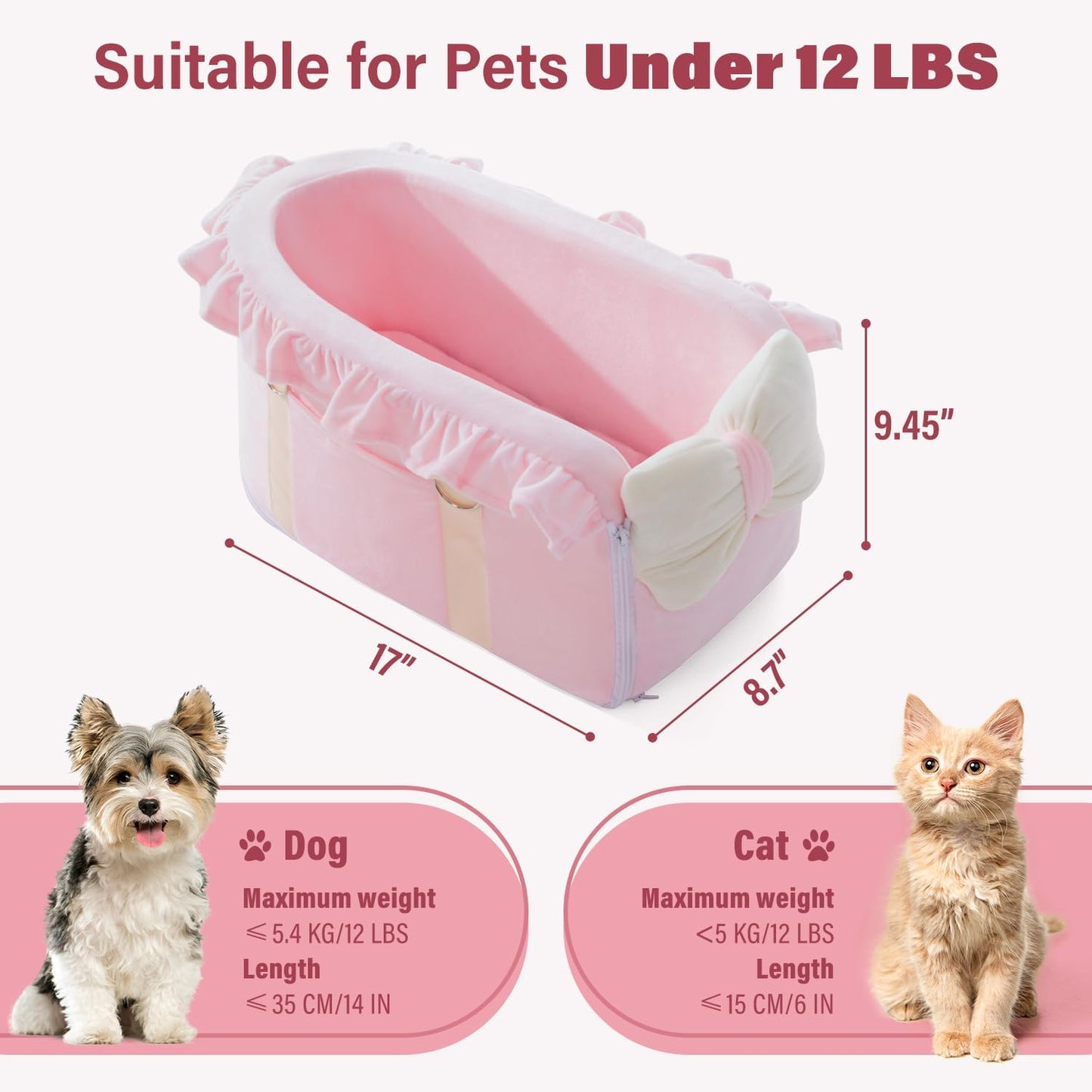 Dog Car Seat for Small Dogs - Fully Detachable with