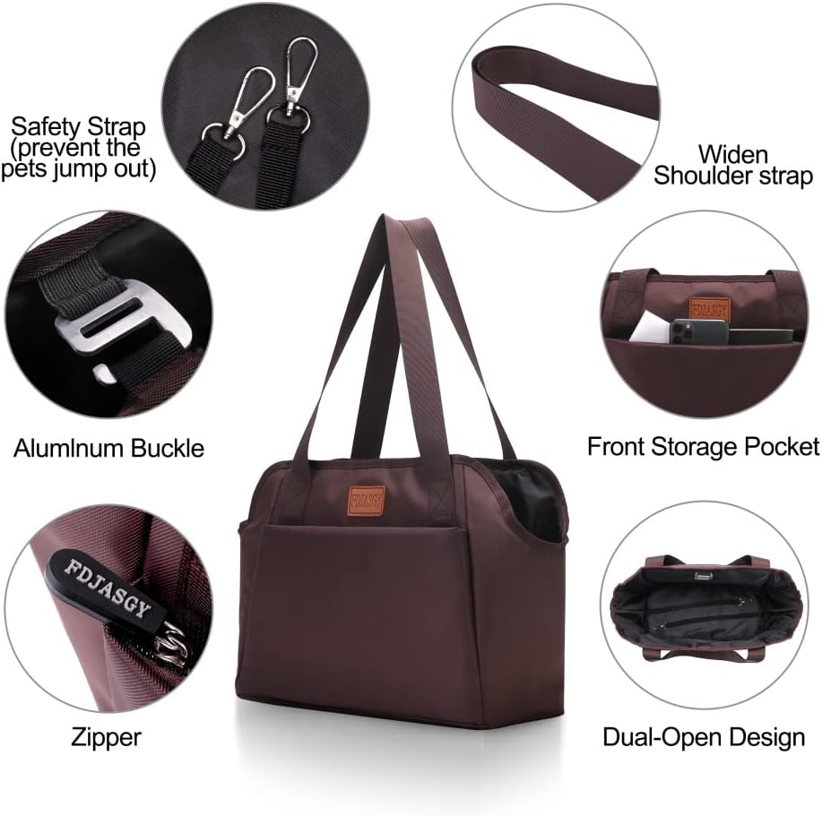 Dog Purse Carrier with Pocket and Safety Tether,Soft-Sided