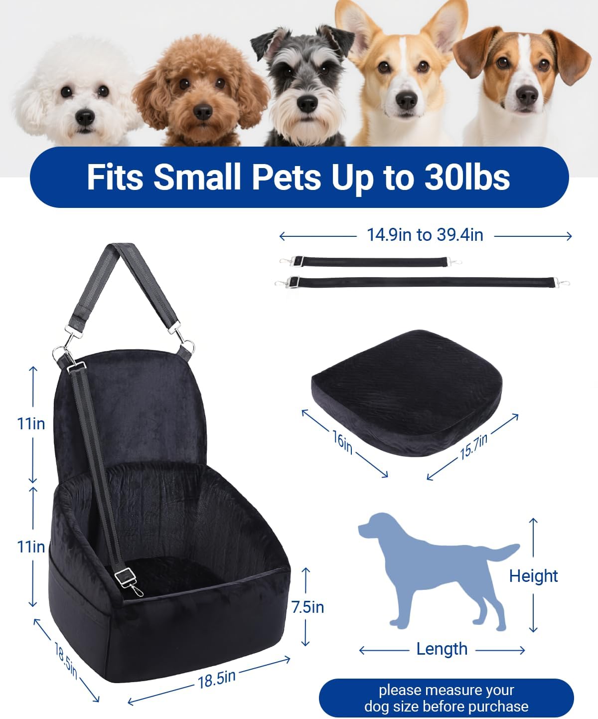 Dog Car Seat for Small Medium Dogs, Dog Booster Seat with