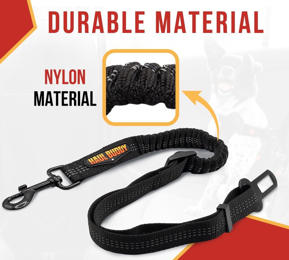 2 Pack Nylon Dog Seat Belt for Car w/Elastic Buffer Design