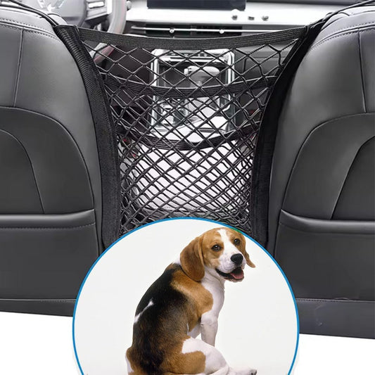3-Layer Car Mesh Organizer, Dog and Kid Pet Barrier, Seat Back Net Bag Holder, Storage Organizer, Cargo Tissue Handbag Purse Holder, Driver Storage Netting Pouch
